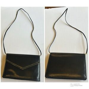 Glossy Black Patent Faux Leather Crossbody Purse with Gold Accent